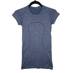 Lululemon Swiftly Tech Short Sleeve Crew Sparkle Gatsby Blue 4 Metallic Gym